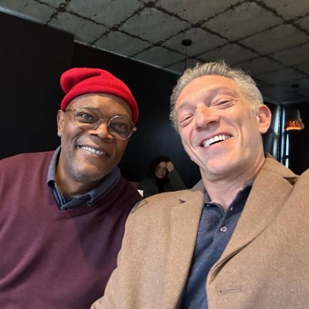 Léonie Cassel's father Vincent Cassel with the actor Samuell Jackson. 